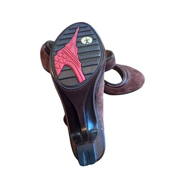 J 41 by KANEKA Brown Suede Mary Jane Heels Womens 8.5M Comfortable Design - Picture 6 of 12